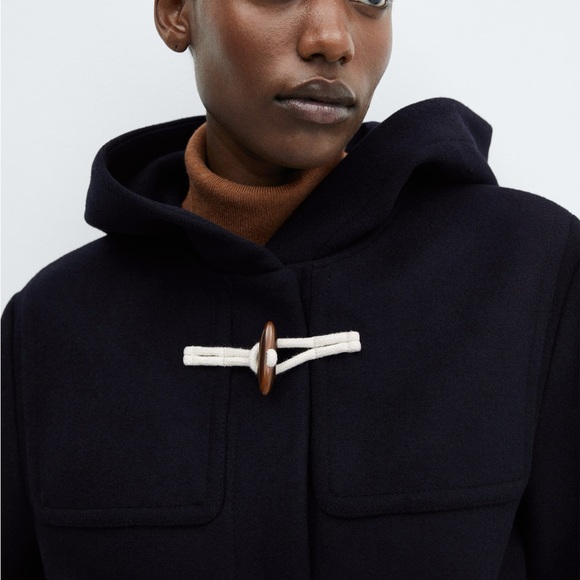 NWT MANGO Hooded Wool Coat size XS - Picture 6 of 16